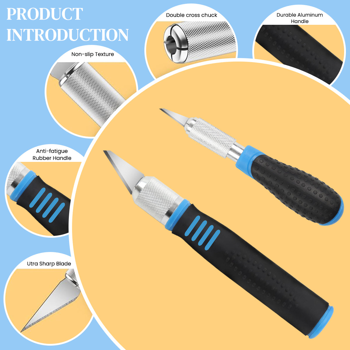 Serplex DIY Craft Cutter Kit Set of 16Pcs SK5 Steel Craft Carving Tools Includes 2 Rubberized Handle Craft Cutter, 12Pcs Assorted Replacement Blades, 1 Tweezer & Mini Screwdriver Serplex DIY Craft Cutter Kit Set of 16Pcs SK5 Steel Craft Carving Tools Includes 2 Rubberized Handle Craft Cutter, 12Pcs Assorted Replacement Blades, 1 Tweezer & Mini Screwdriver